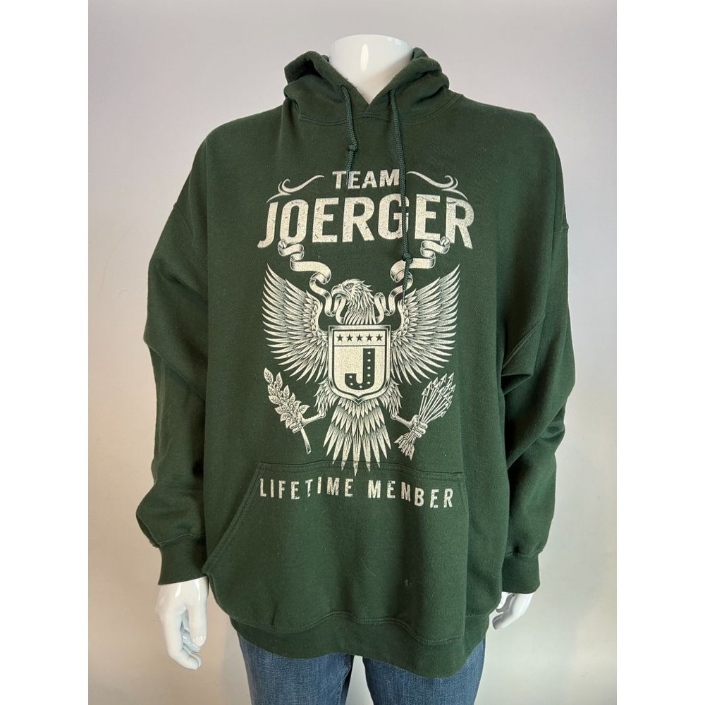 Gildan Team Joerger Hoodie Sweatshirt Size 2XL Green Cotton Blend